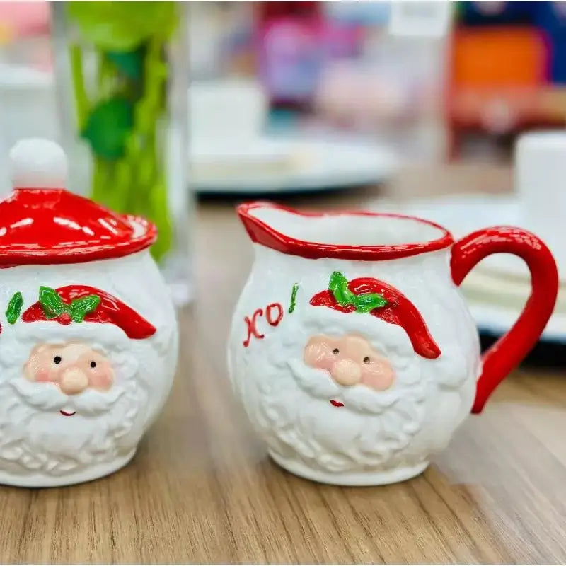 Conjunto de Porcelana de Natal 2 Peças Papai Noel Decorativo