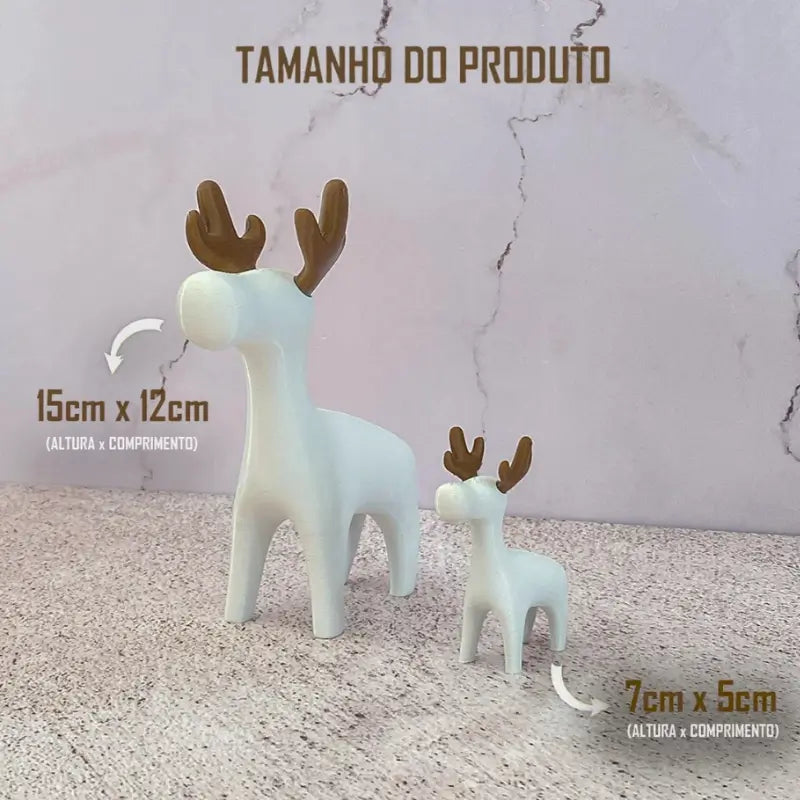 Enfeite de Natal Kit de 2 Renas Minimalistas