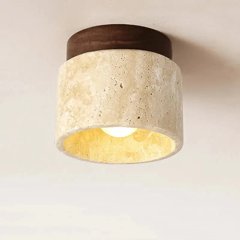 Luminária de Teto Japonesa de Mármore Estilo Wabi Sabi