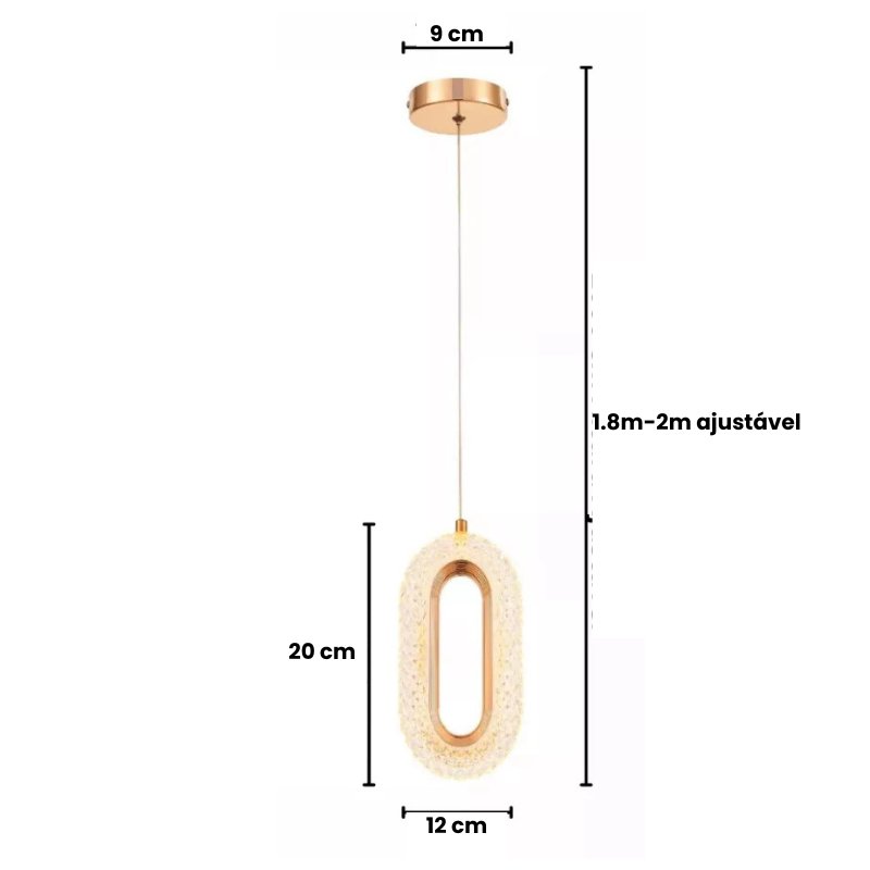 Pendente Vintage Oval Cristal