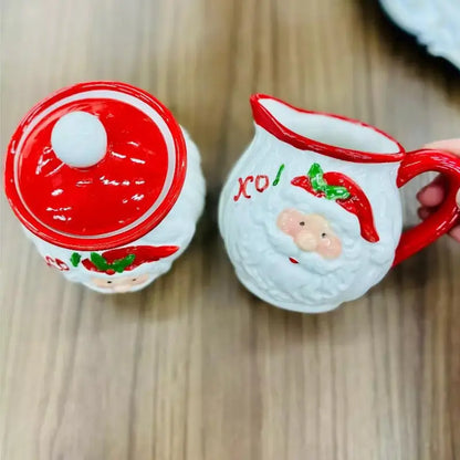 Conjunto de Porcelana de Natal 2 Peças Papai Noel Decorativo