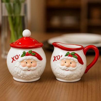 Conjunto de Porcelana de Natal 2 Peças Papai Noel Decorativo