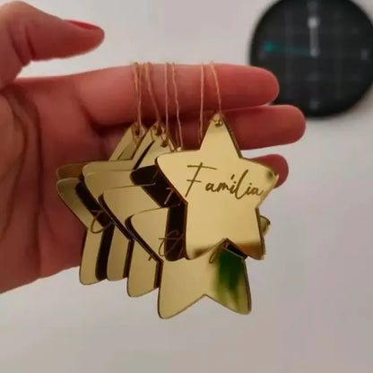 Decoração de Natal 8 peças Estrelas Espelhadas com Palavras