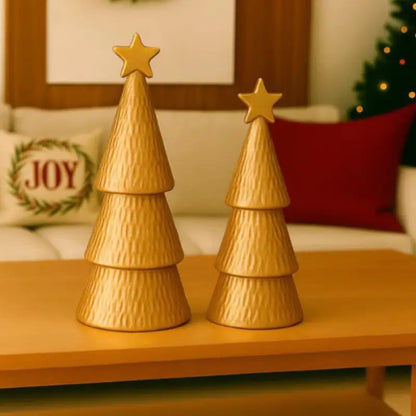 Decoração de Natal Conjunto 2 Árvores de Natal em Cerâmica