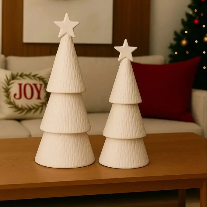 Decoração de Natal Conjunto 2 Árvores de Natal em Cerâmica