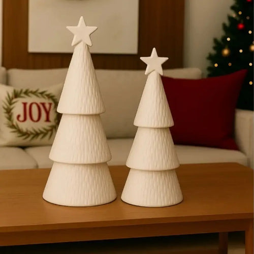 Decoração de Natal Conjunto 2 Árvores de Natal em Cerâmica