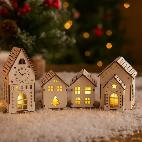 Decoração de Natal Vila de casas 4 peças com Luz