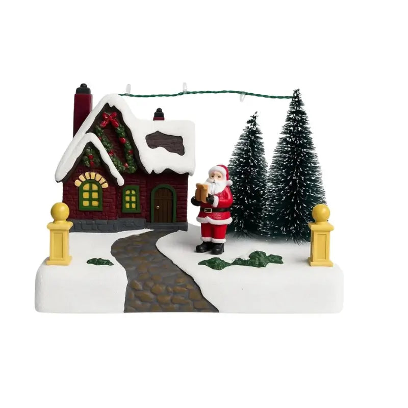 Decoração de Natal Vila do Papai Noel Musical com Luz