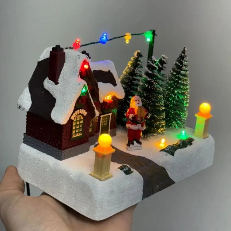 Decoração de Natal Vila do Papai Noel Musical com Luz