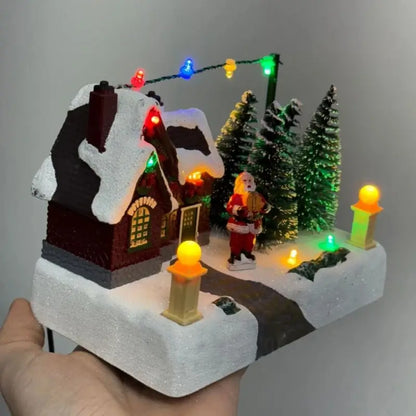 Decoração de Natal Vila do Papai Noel Musical com Luz