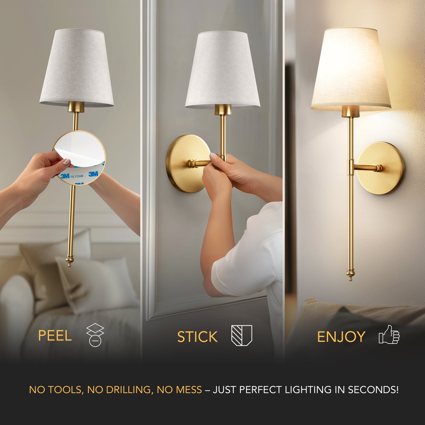 (Buy 1 Get 2) Wireless Wall Sconces Aurelia Noire