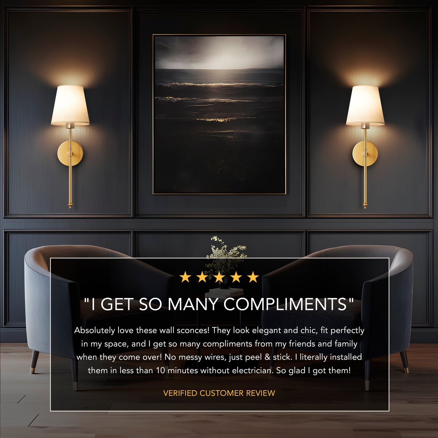 (Buy 1 Get 2) Wireless Wall Sconces Aurelia Noire