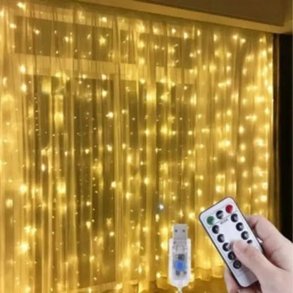 Pisca Pisca Cortina LED com Controle Remoto e 8 Modos de Luz