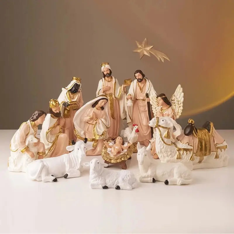 Presépio de Natal Completo 14 Peças 23cm Inquebrável