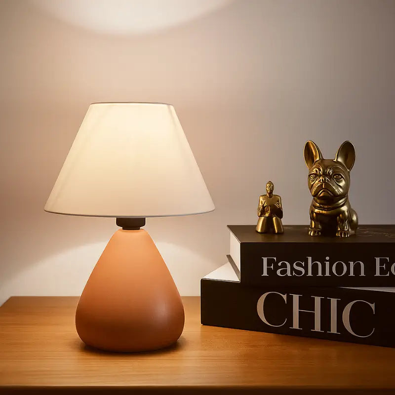 Abajur de Mesa em Cerâmica e Tecido Bivolt