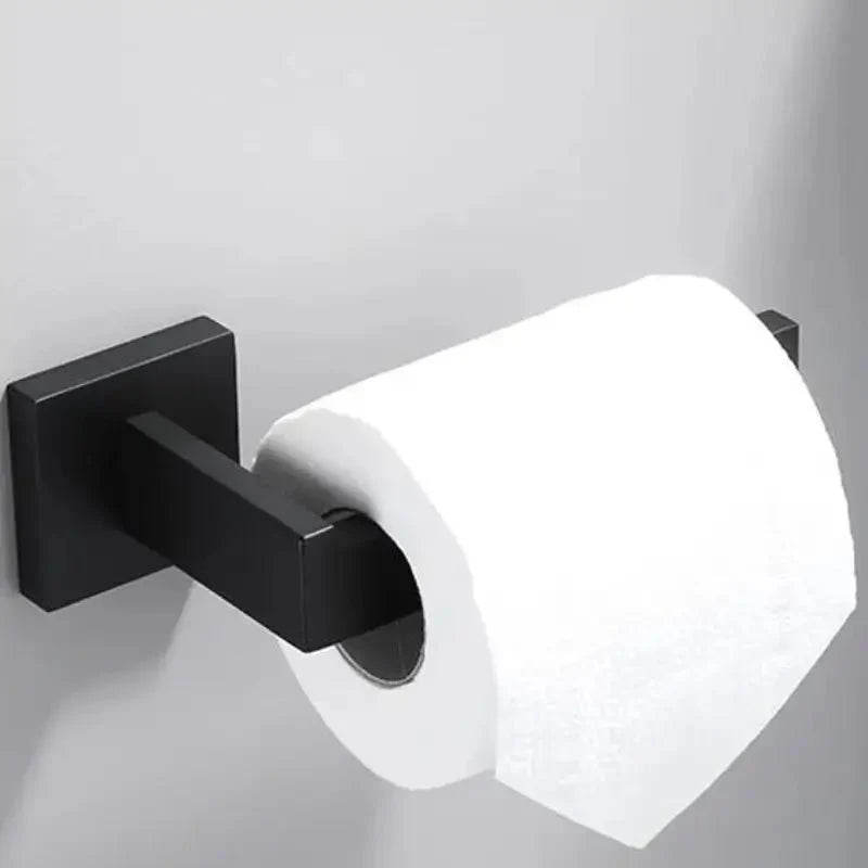 Kit de Banheiro 4 Peças Acessórios em Aço Inox Preto Fosco