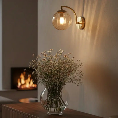 Gold Wall Sconce in Metal and Glass