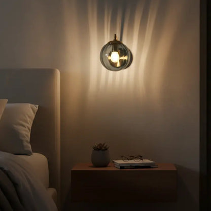 Gold Wall Sconce in Metal and Glass