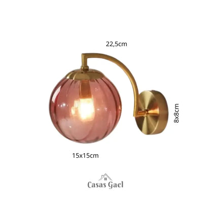 Arandela de Parede Dourada Metal e Vidro