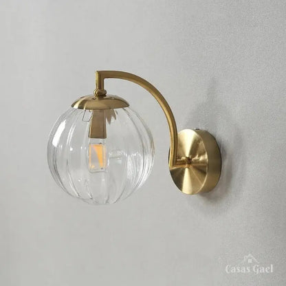 Arandela de Parede Dourada Metal e Vidro