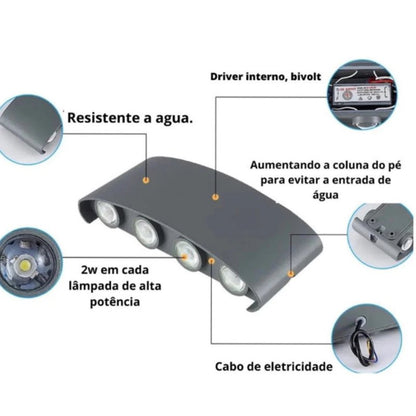 Arandela Externa Led em Alumínio à Prova d'água