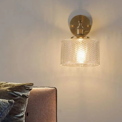 Arandela de Parede Dourada Clássica Metal e Vidro