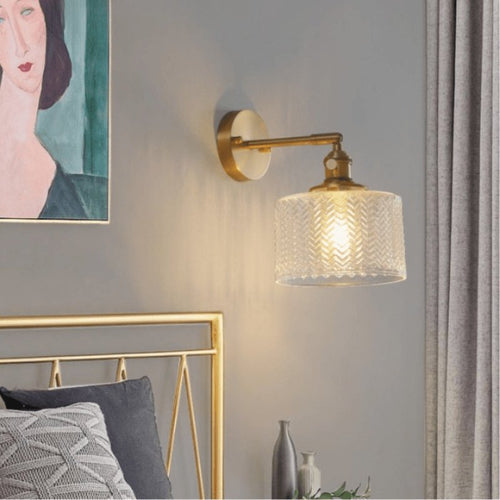 Arandela de Parede Dourada Clássica Metal e Vidro