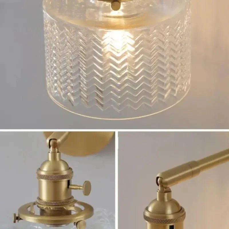 Arandela de Parede Dourada Clássica Metal e Vidro