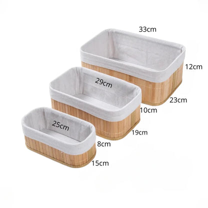 Cesto organizador multiuso e decorativo em Bambu - 3 peças