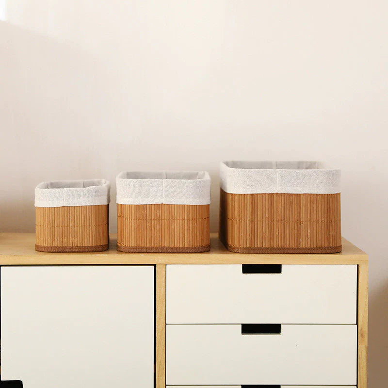Cesto organizador multiuso e decorativo em Bambu - 3 peças
