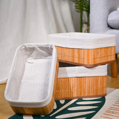 Cesto organizador multiuso e decorativo em Bambu - 3 peças