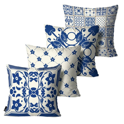 Conjunto 4 Capas para Almofadas Portuguesas Azul