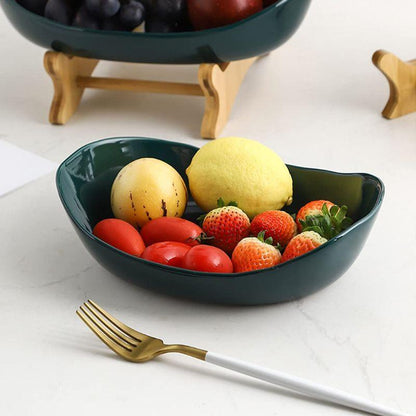 Fruteira de Mesa Moderna em Bambu 3 Andares