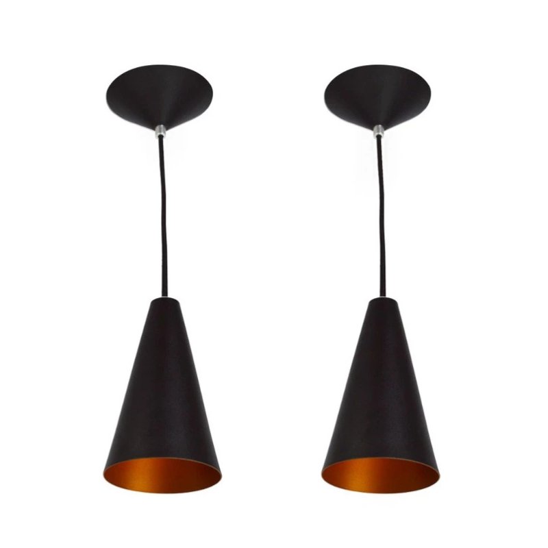 Luminária de Teto Pendente 2 unidades Cone em Alumínio