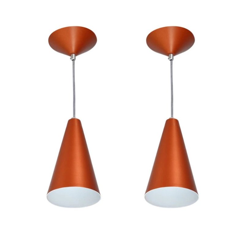 Luminária de Teto Pendente 2 unidades Cone em Alumínio