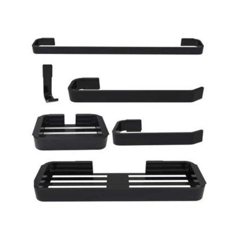 Kit Acessórios Para Banheiro Preto 6 Peças Aço Inox