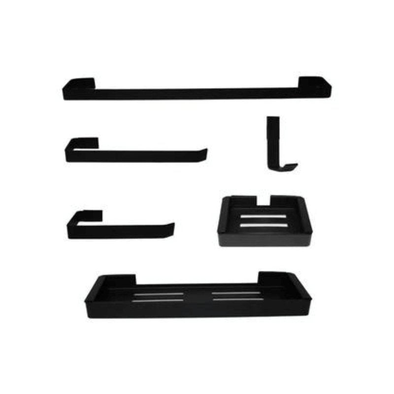 Kit Acessórios Para Banheiro Preto 6 Peças Aço Inox