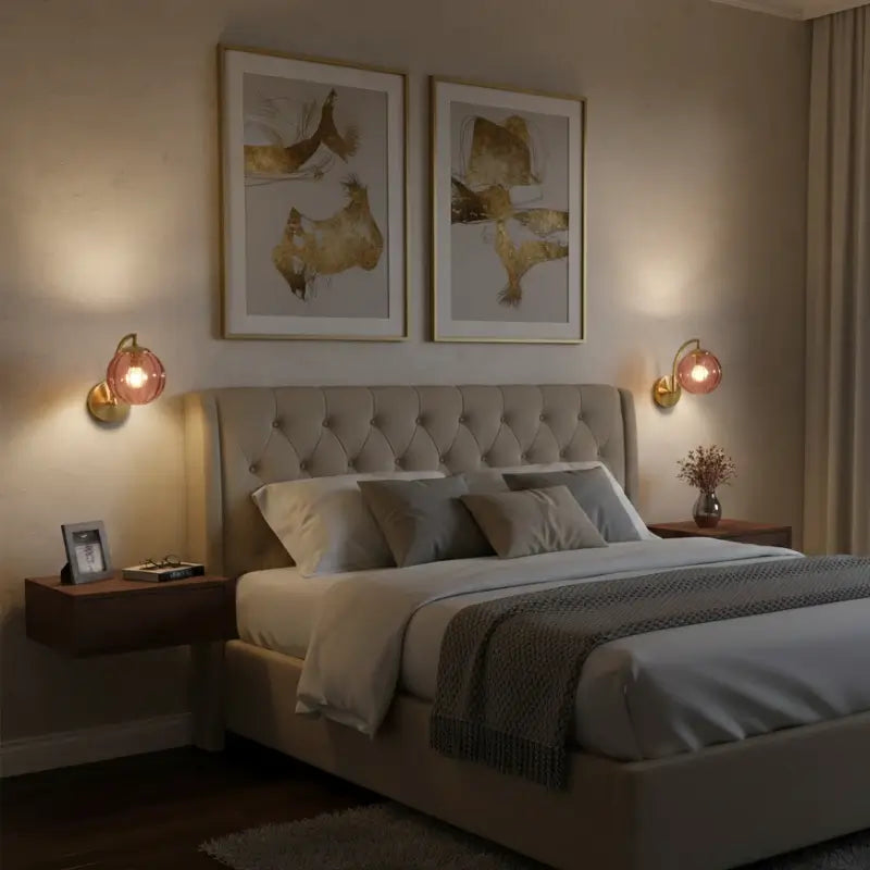 Gold Wall Sconce in Metal and Glass