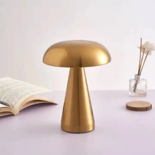 Luminária de Mesa Decorativa Cogumelo Recarregável em Metal