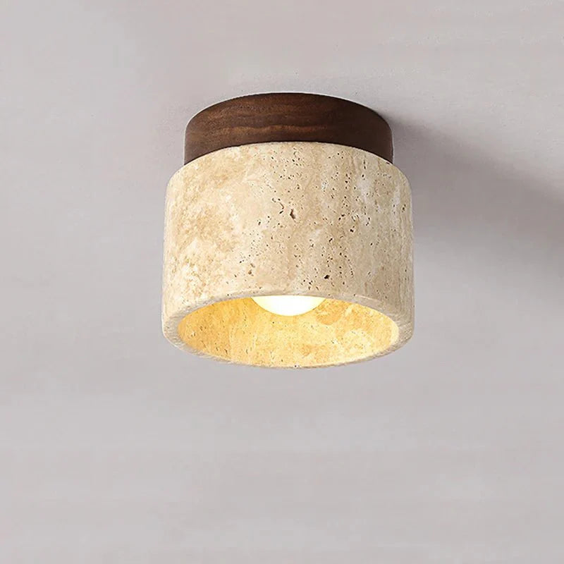 Luminária de Teto Japonesa de Mármore Estilo Wabi Sabi