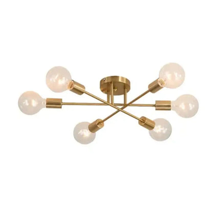 Lustre Para Sala de Jantar Dourado 6 Lâmpadas