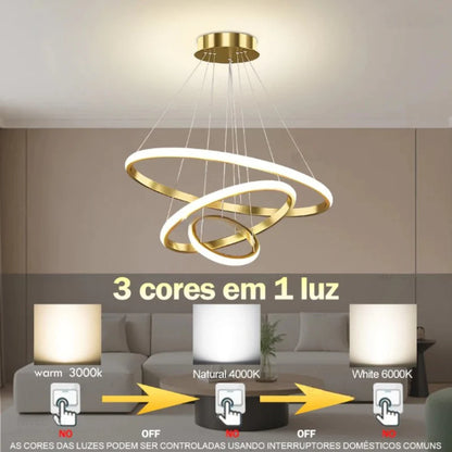 Lustre Para Sala e Quarto Moderno LED Bivolt