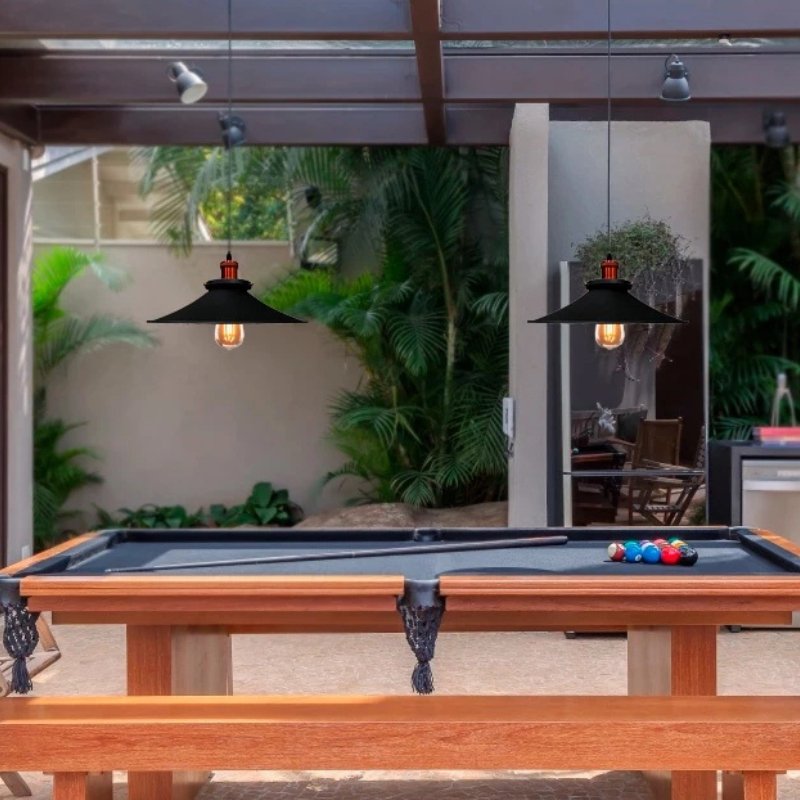 Luminária de Teto Pendente Preta Estilo Industrial