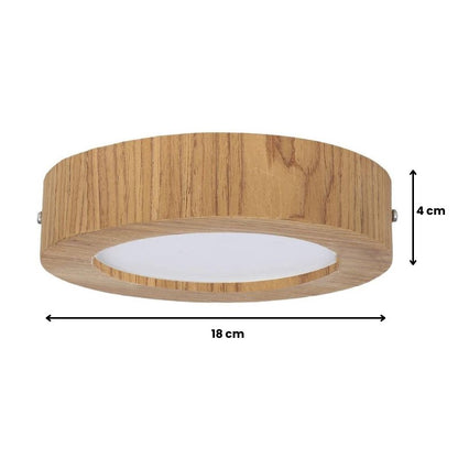 Luminária de Teto Redonda em Madeira 12W Bivolt