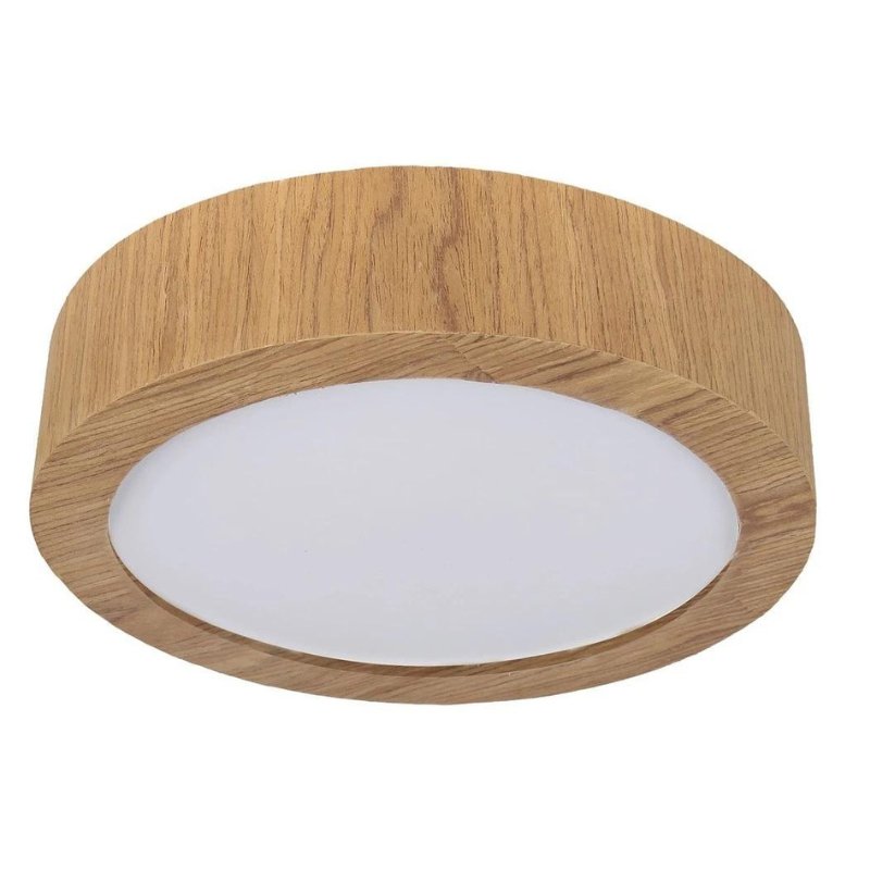 Luminária de Teto Redonda em Madeira 12W Bivolt
