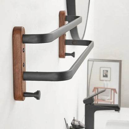 Porta Toalhas Wooden Com Gancho - 50cm