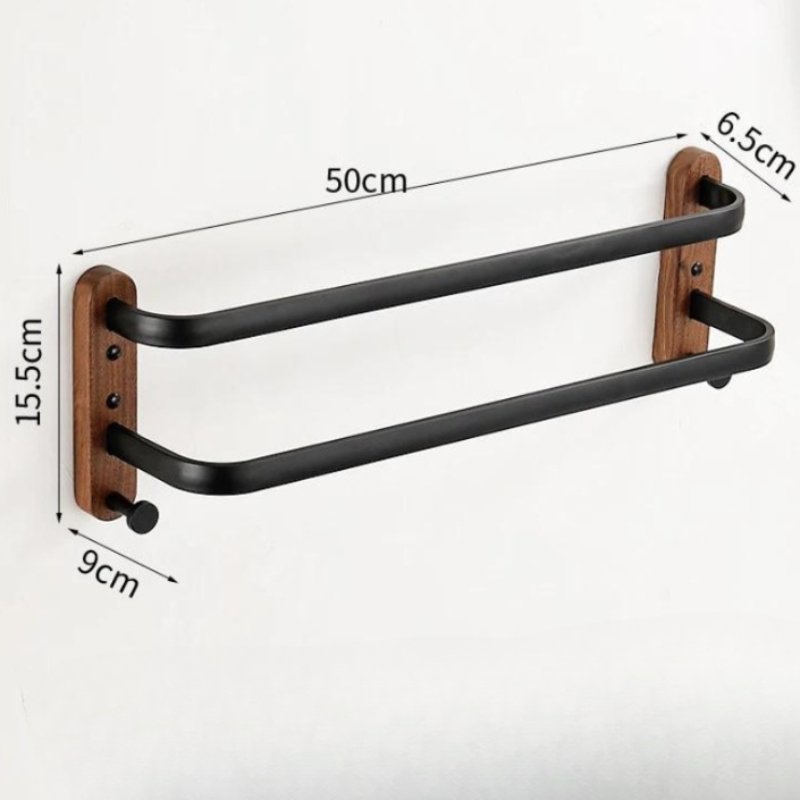 Porta Toalhas Wooden Com Gancho - 50cm