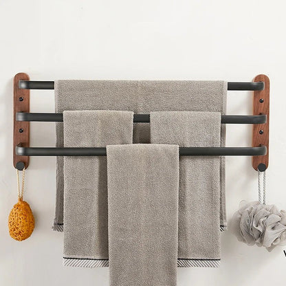 Porta Toalhas Wooden Com Gancho - 50cm