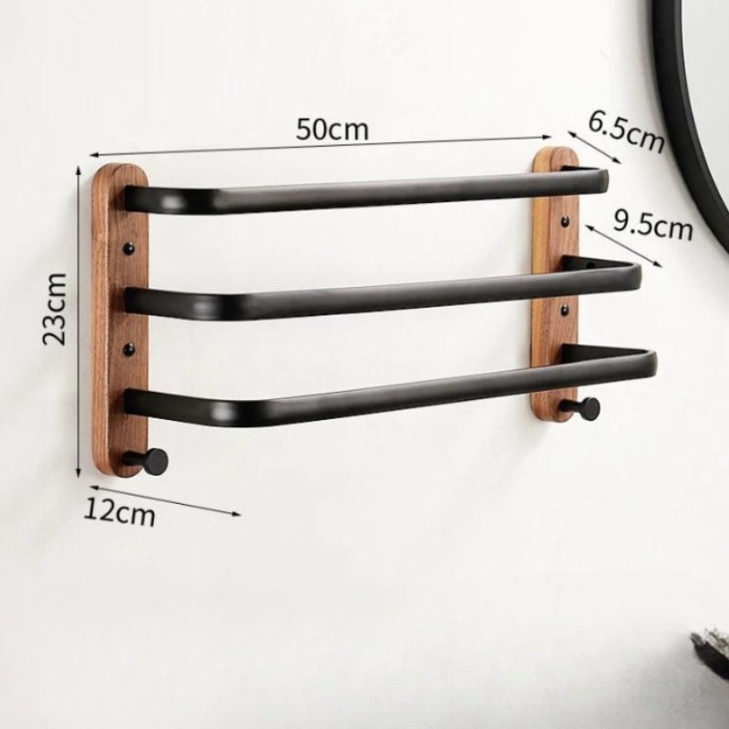Porta Toalhas Wooden Com Gancho - 50cm