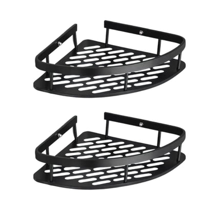 Prateleiras Preta de Canto Banheiro Porta Shampoo em Alumínio